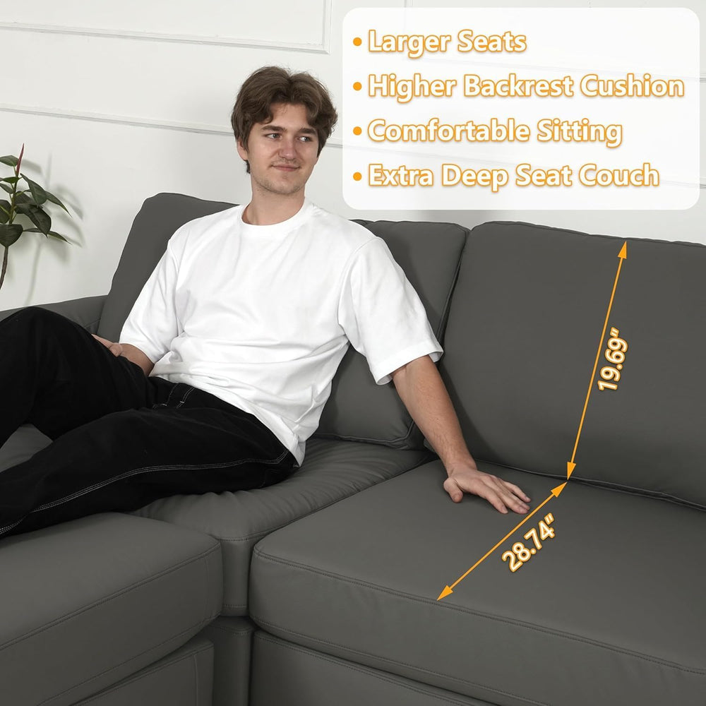 EASE MOOSE Modular Sectional Couch, U Shaped Couch for Living Room, Grey | Pe...