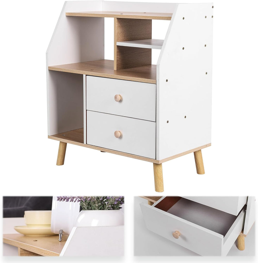 Nightstand with 2 Drawers, Modern Bedside Table Simple Bedside Storage Locker...