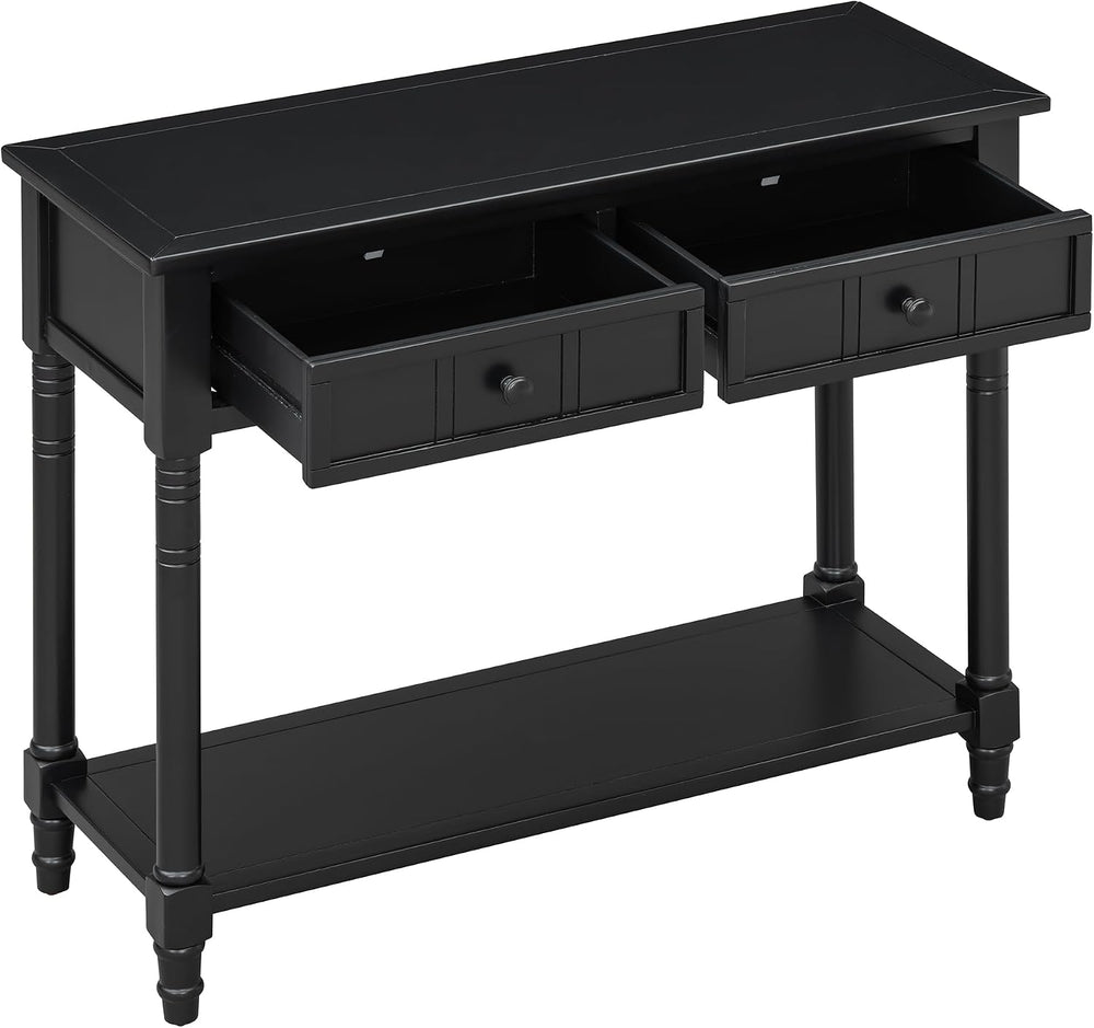 P PURLOVE Console Table Sideboard Wooden Sofa Table with 2 Drawers and Bottom...