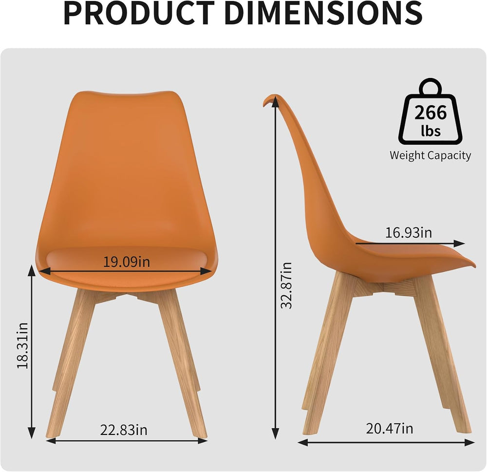 Dining Chairs Set of 4, PU Leather Kitchen Chairs,Wood Legs (Orange, 4 PC)