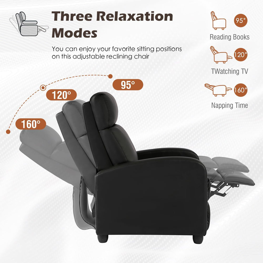 BestMassage | Recliner Chair | No Massage Function | Leather Black | with Lum...
