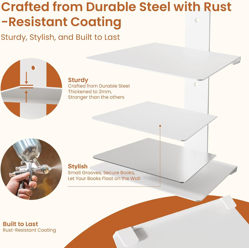 Wawocs Invisible Bookshelves for Wall, 8 Tier Floating Bookshelf Made of Heav...