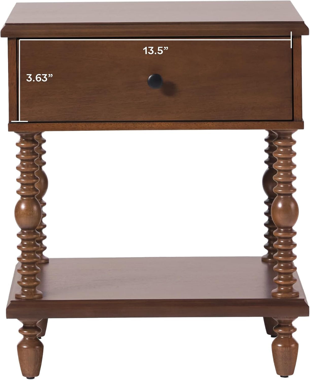 Walker Edison Easy Assembly Wood 1 Drawer Spindle Nightstand - Dark Brown