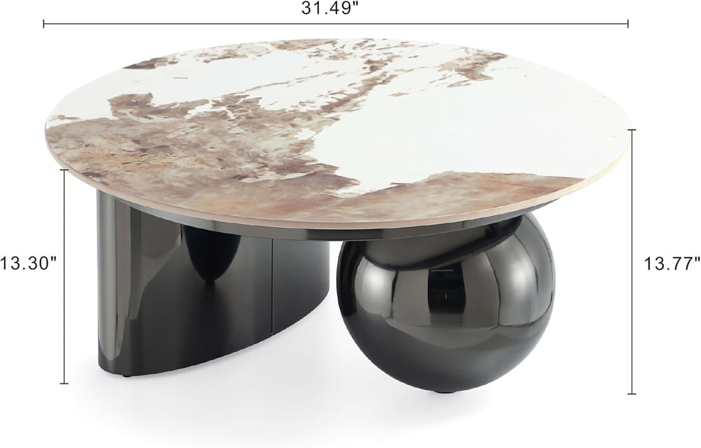 Manhattan Comfort Laurel 2 Piece Set, Round End and Coffee Tables with Sinter...