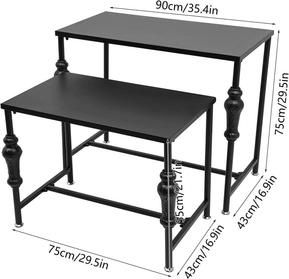 Set of 2 Industrial Retail Display Nesting Tables,Standing Retro Boutique Uni...