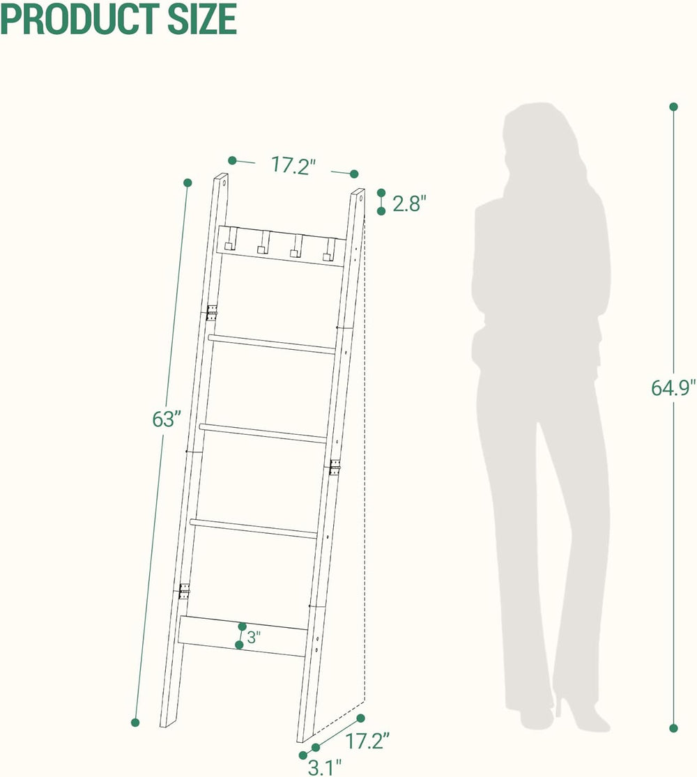 Hzuaneri Blanket Ladder for Living Room, Decorative Quilt Rack with 4 Removab...