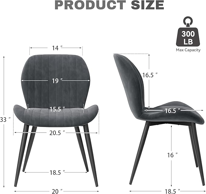 Dining Chairs Set of 2 Modern Velvet Dining Room Chairs Upholstered Dining Ch...