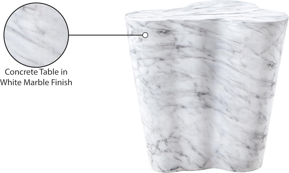 Meridian Furniture 99033White-ET Monza Collection Art Deco Marble Finish Indo...