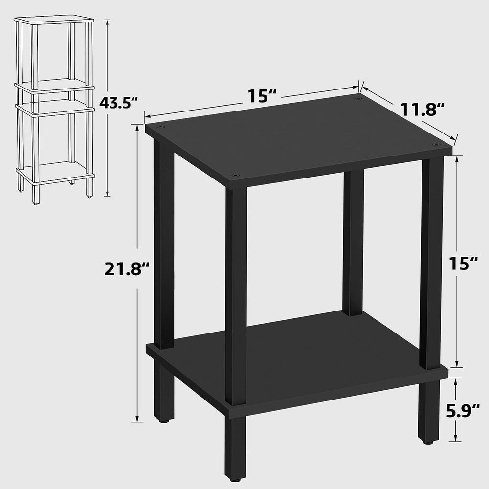 TUTOTAK End Table, Set of 2, Side Table, Nightstand, 2-Tier Storage Shelf