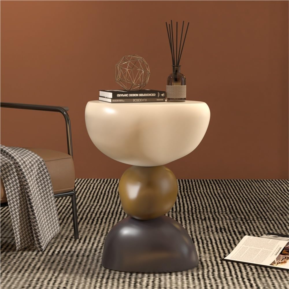 Featured Round End Table, Resin Side Table, Simple Bedside Table, Modern Deco...