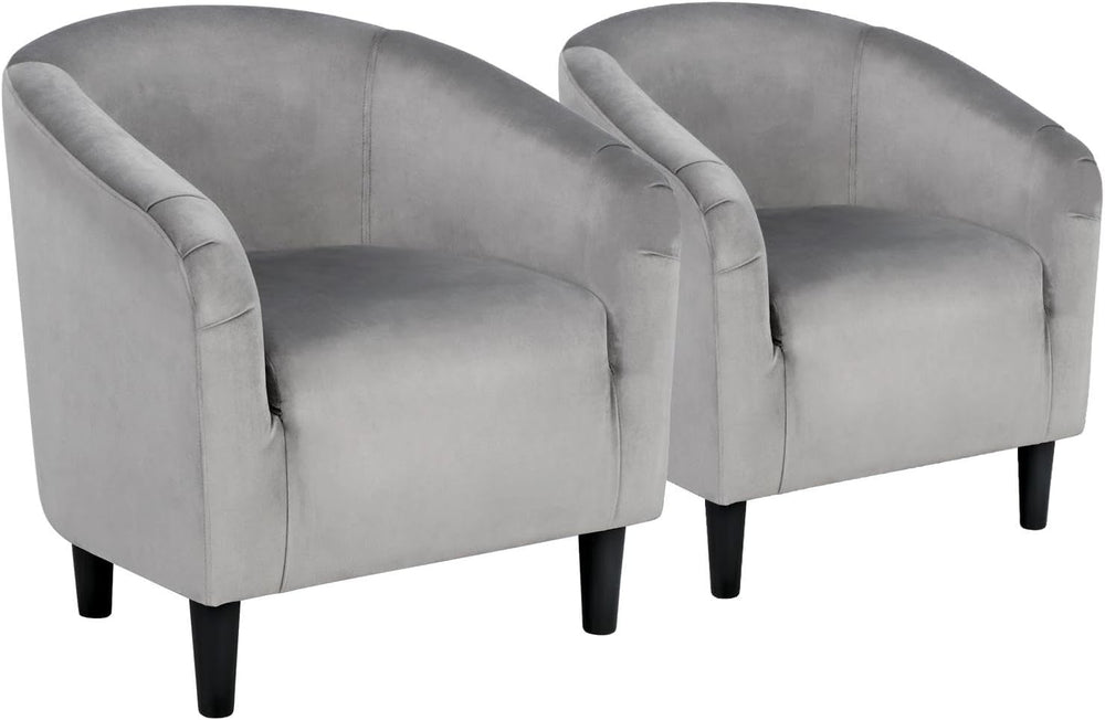 Yaheetech Compact Velvet Accent Chairs Set of 2 for Small Spaces, Gray