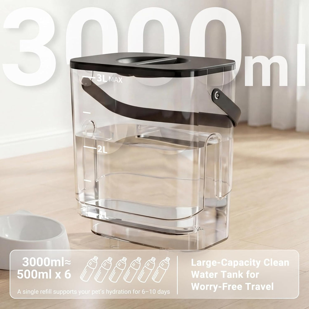 3L Filterless Cat Water Fountain, Wireless, Wastewater Separation,Black
