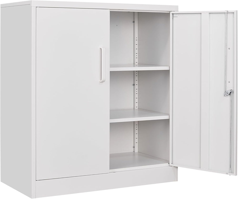 SISESOL White Metal Storage Cabinet with Doors and Shelves,36 inch Small Meta...