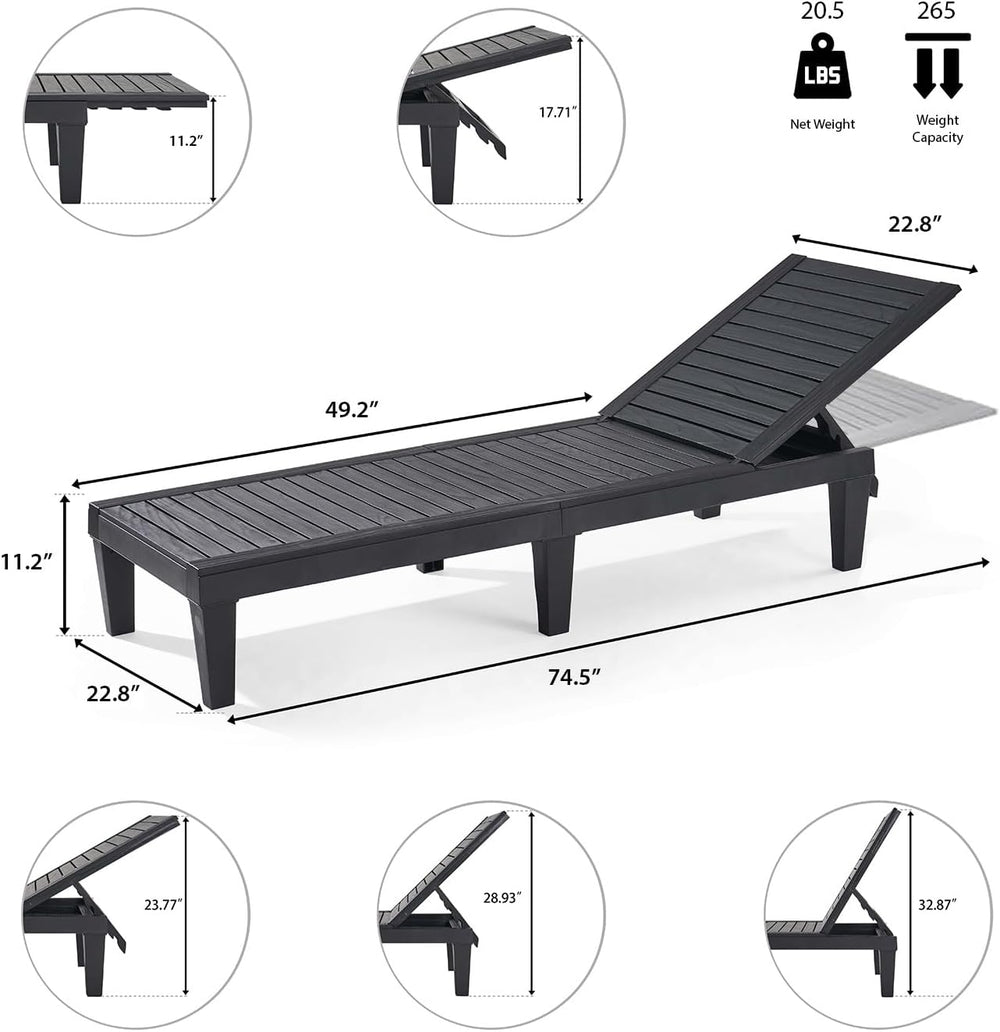 Nestl Lounge Chair Outdoor, Tanning Chair, Chaise Lounge Outdoor Set of 2