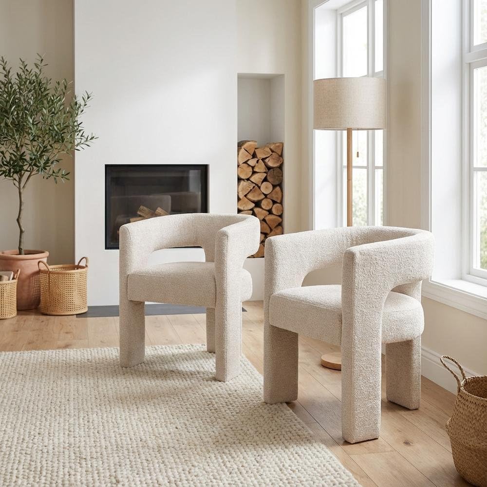 Jofran Gwen Jacquard Upholstered Accent Chair, Modern Luxury Plush Sculptural...