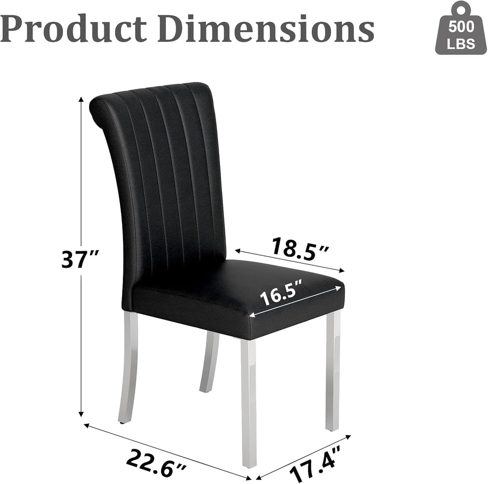 ACEDÉCOR Modern Dining Chairs Set of 6, Black Leather Dining Room Chairs with...