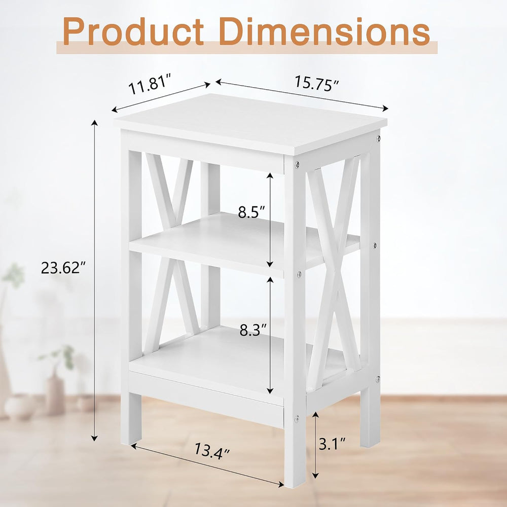 VECELO End Table Set of 2, Bedside Table, 24" Tall Living Room End Table...