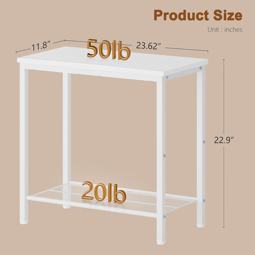 Hoctieon 2 Tier End Table, Sofa Side Table, Narrow Side Table with Storage, S...