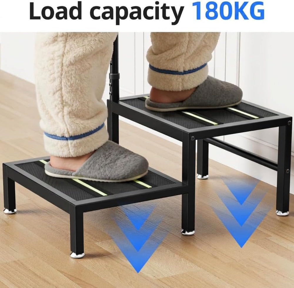 2 Step Stool with Handle, Heavy Duty Step Stool for Elderly and Adults, Adjus...