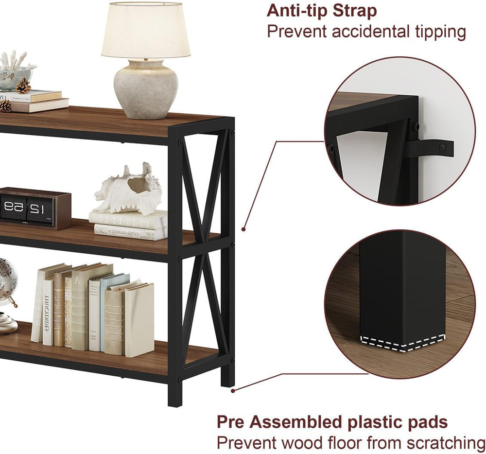 FATORRI Console Table for Entryway, 55 Inch Modern Entry Table with 3 Tier Sh...
