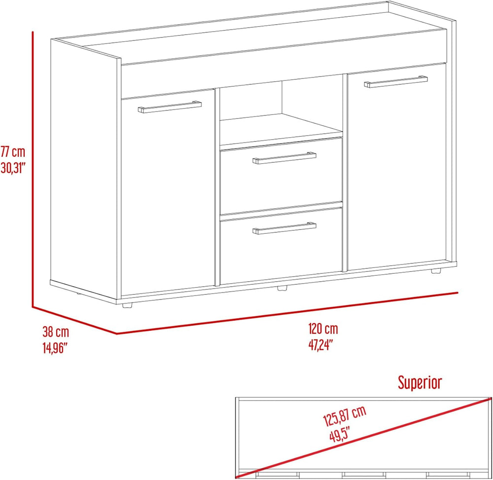 2-Drawer Sideboard Dark Walnut,Large Capacity Dining Cabinet,for Kitchen