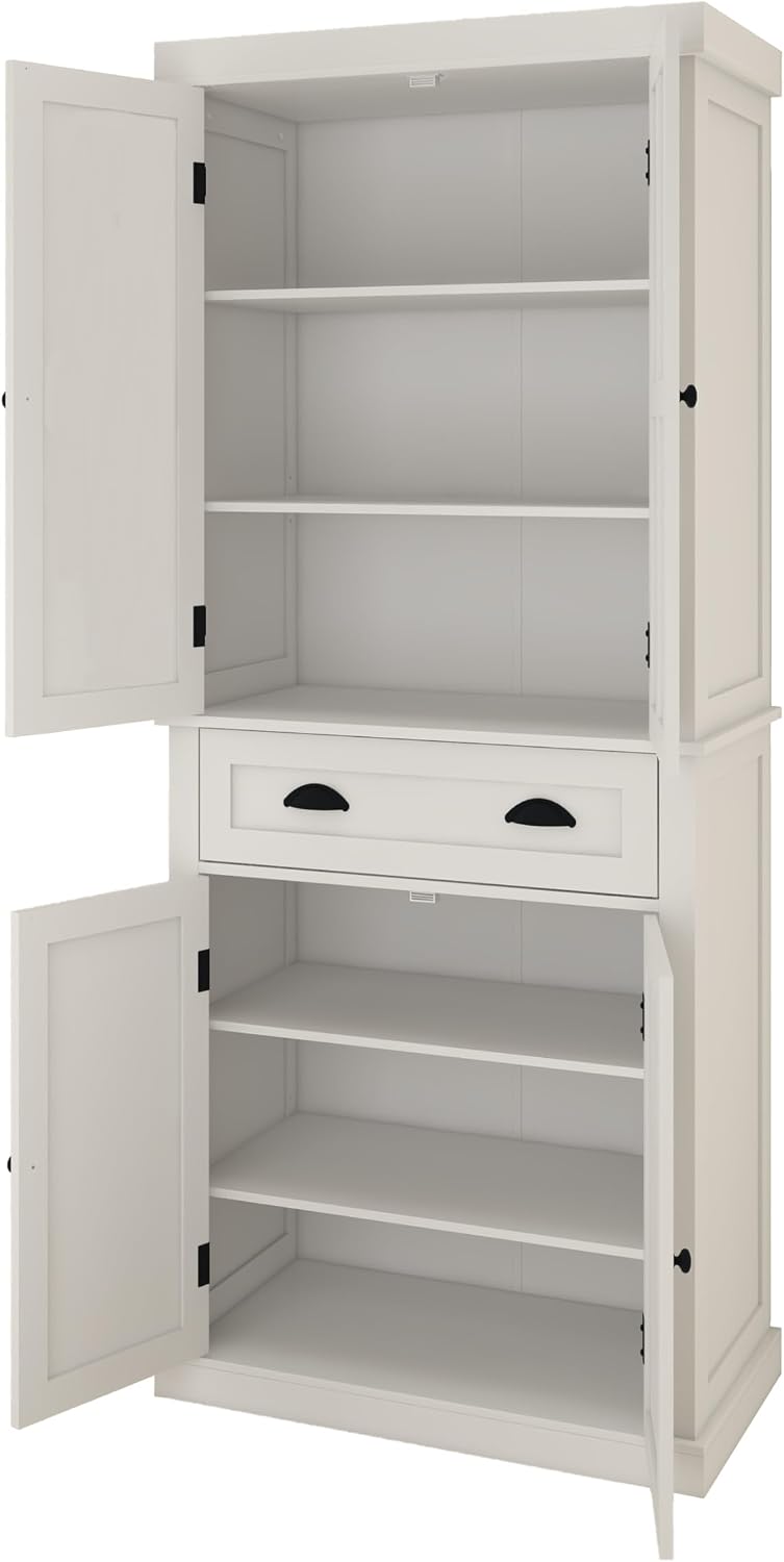 71" Pantry Cabinet, Freestanding Tall Cupboard Storage Cabinet with a Dr...