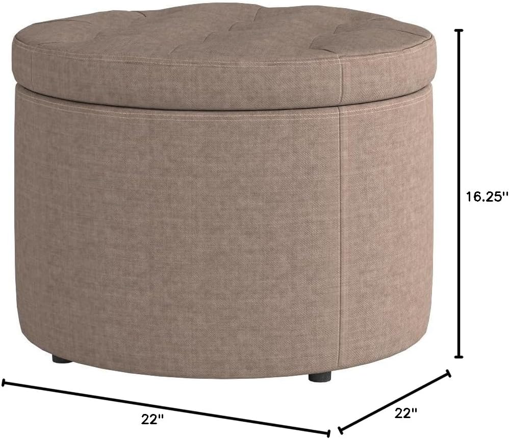 Convenience Concepts Designs4Comfort Round Shoe Ottoman, Tan Fabric