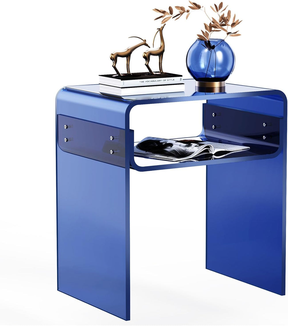 Acrylic Side Table, Royal Blue, Small | Bedside Table Nightstand, 40 x 30 x 5...