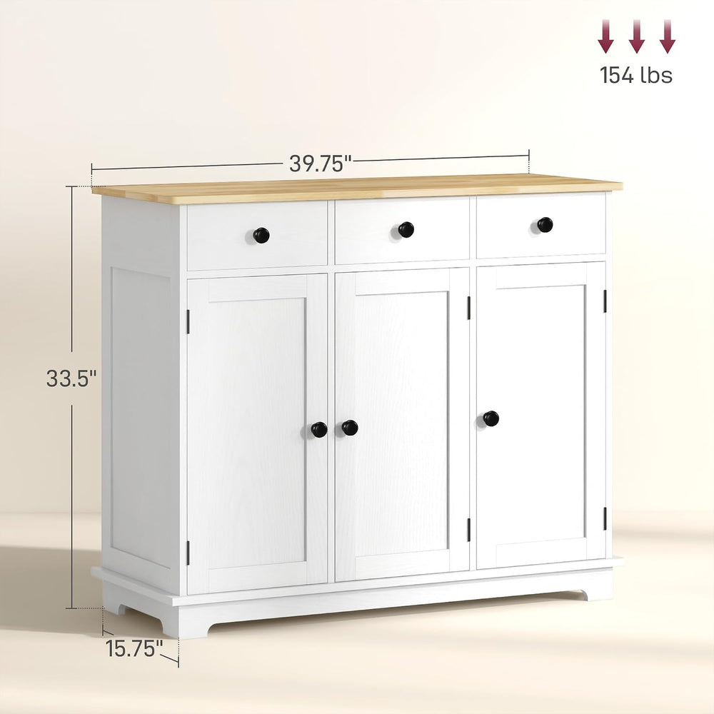 Sideboard with Solid Wood Countertop, Modern Kitchen Storage Cabinet, Coffee ...