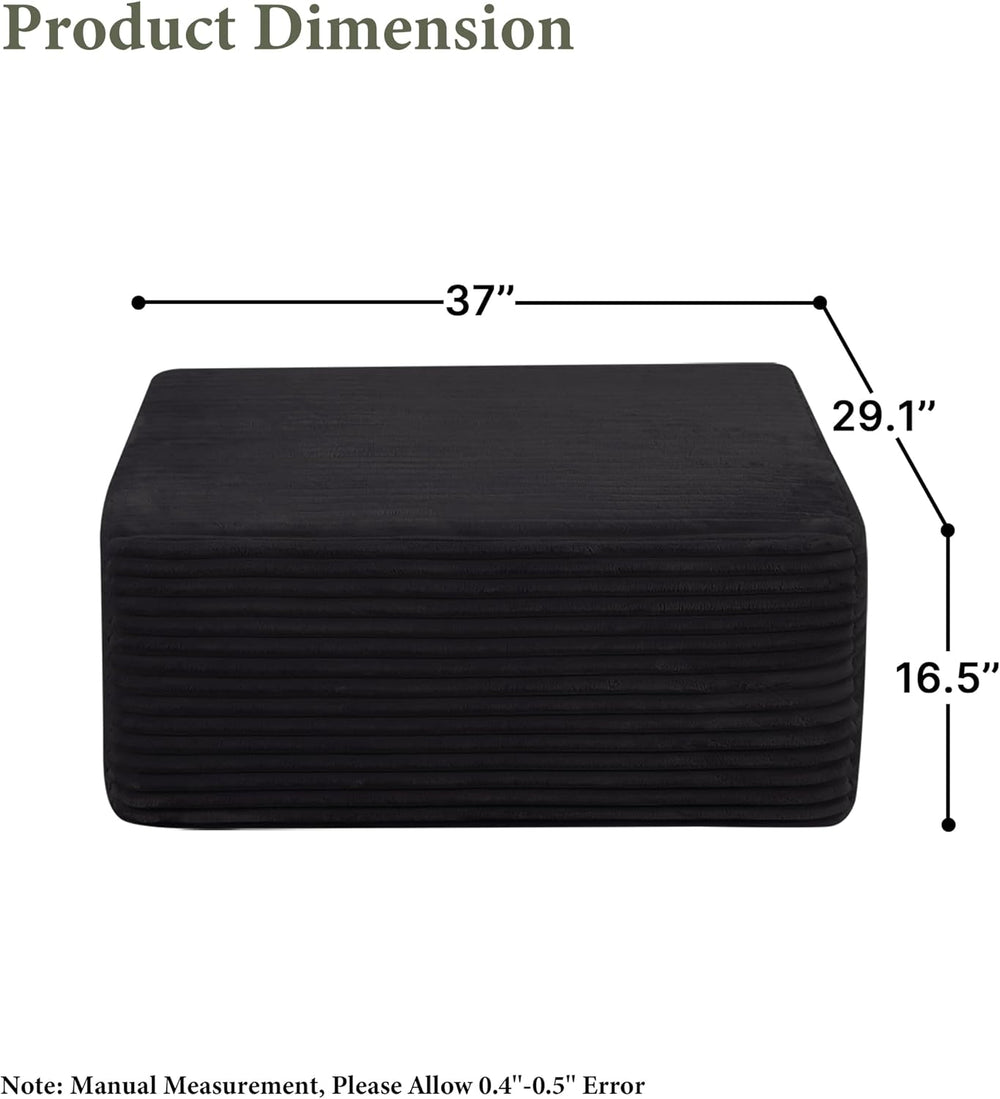 POEM PANDA 37" Modular Sofa Ottoman, Foot Expansion Stool, Black | Plush...