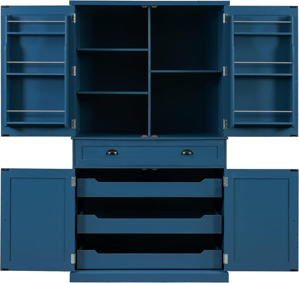 VilroCaz Freestanding 4 Doors Kitchen Pantry, Wood Kitchen Cupboard Storage C...