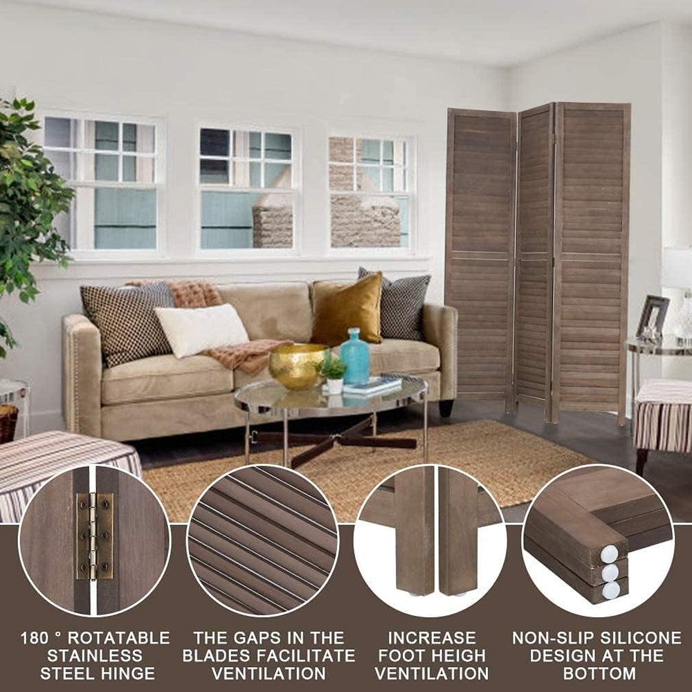 Meet Perfect 3-Panel Room Divider, Folding Woven Privacy Screen, Brown