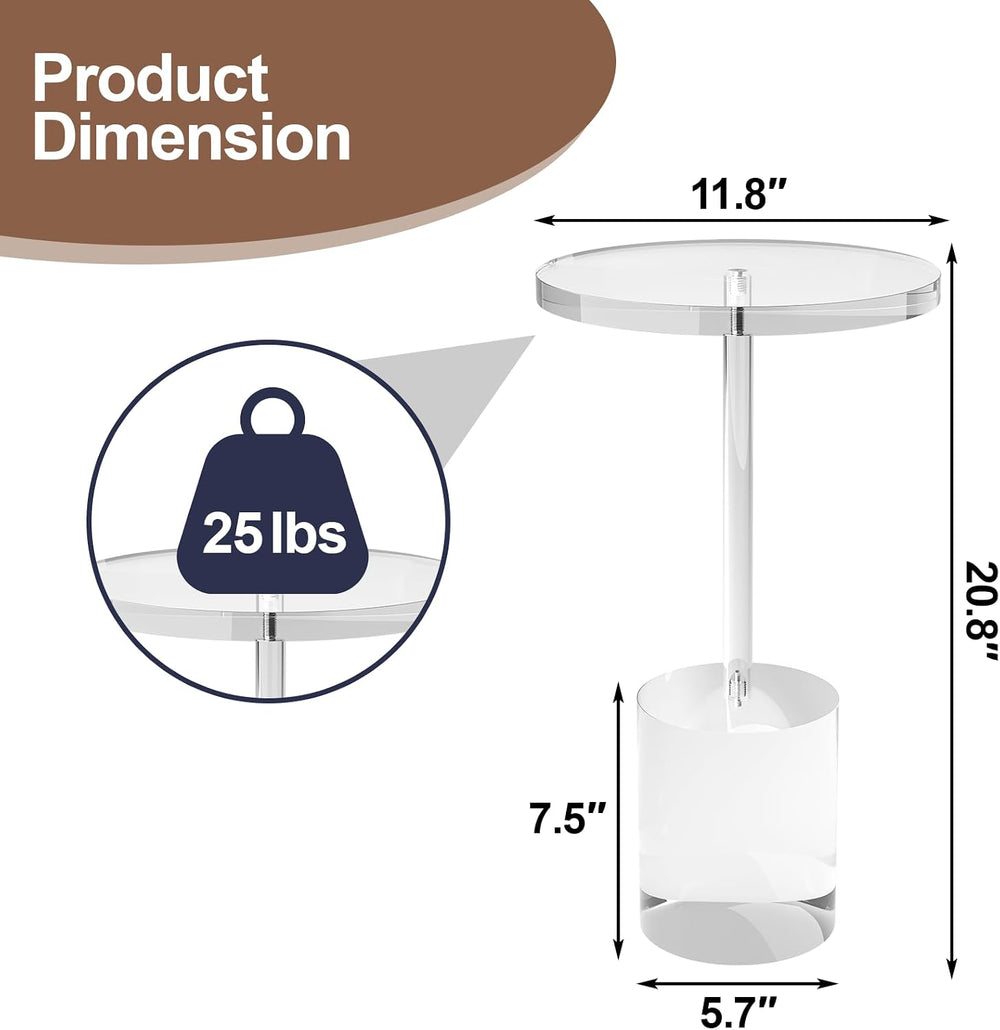Acrylic End Table, Modern Minimalist Acrylic Side Tables, Clear Side Table fo...