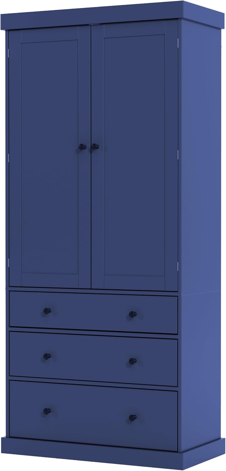 77" Tall Farmhouse Kitchen Pantry Cabinet, Freestanding Food Storage Cup...