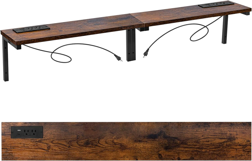 70.8" Narrow Console Table with Outlet, 5.9" Sofa Table Behind Couc...