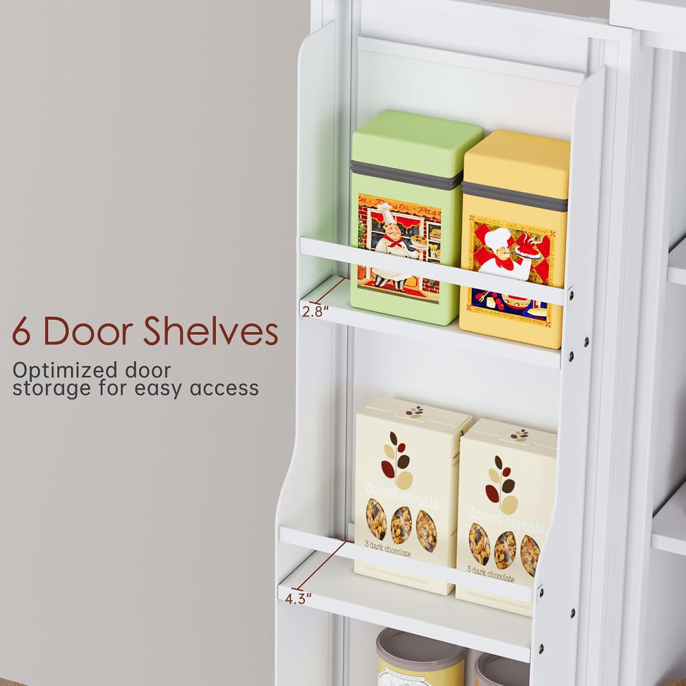PAOFIN 75" H Metal Storage Cabinet, Pantry with 6 Door Shelves and 4 Adj...