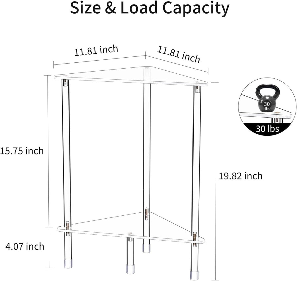 Clear Triangle Acrylic Side Table for Small Space, 11.81" L x 11.81"...