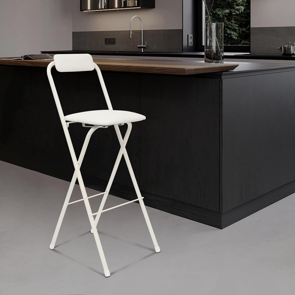Folding Bar Stool with Back, 1 Pcs 30 Inch Tall Foldable Stool Chair Portable...