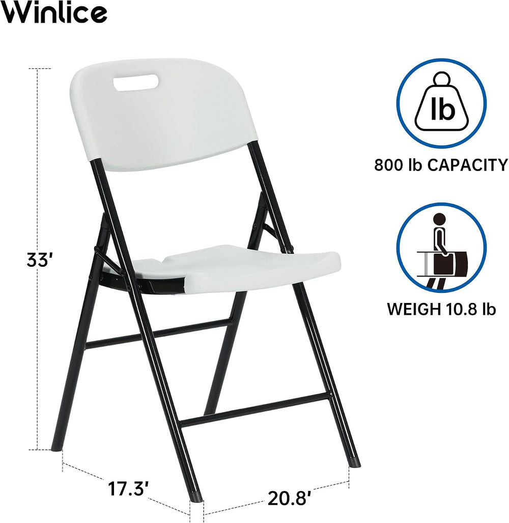 10 Pack Thicker 800 LBS White Folding Chairs, Commercial Grade Folding Chair,...