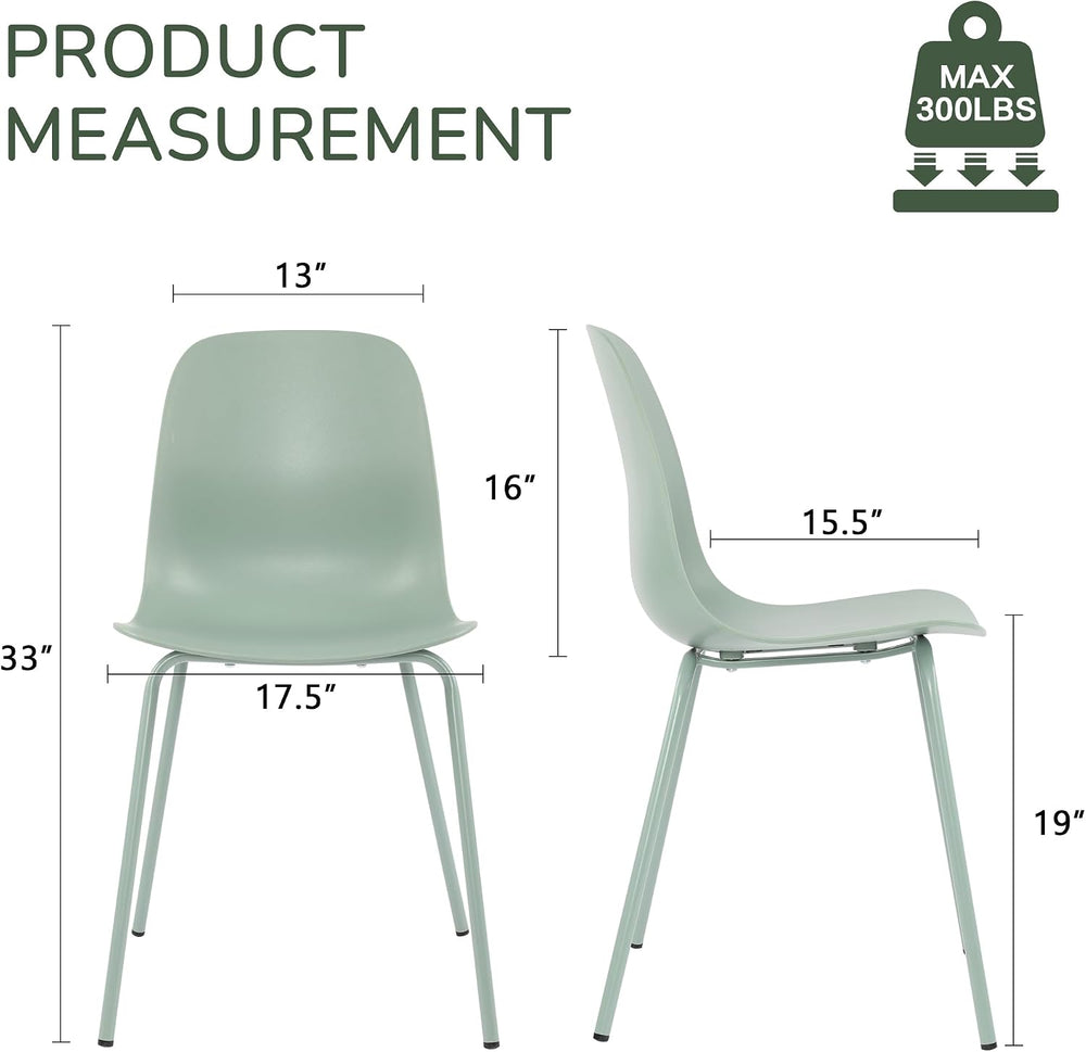 LSSBOUGHT Modern Dining Chairs Set of 4, Mid-Century Plastic Kitchen Chairs w...