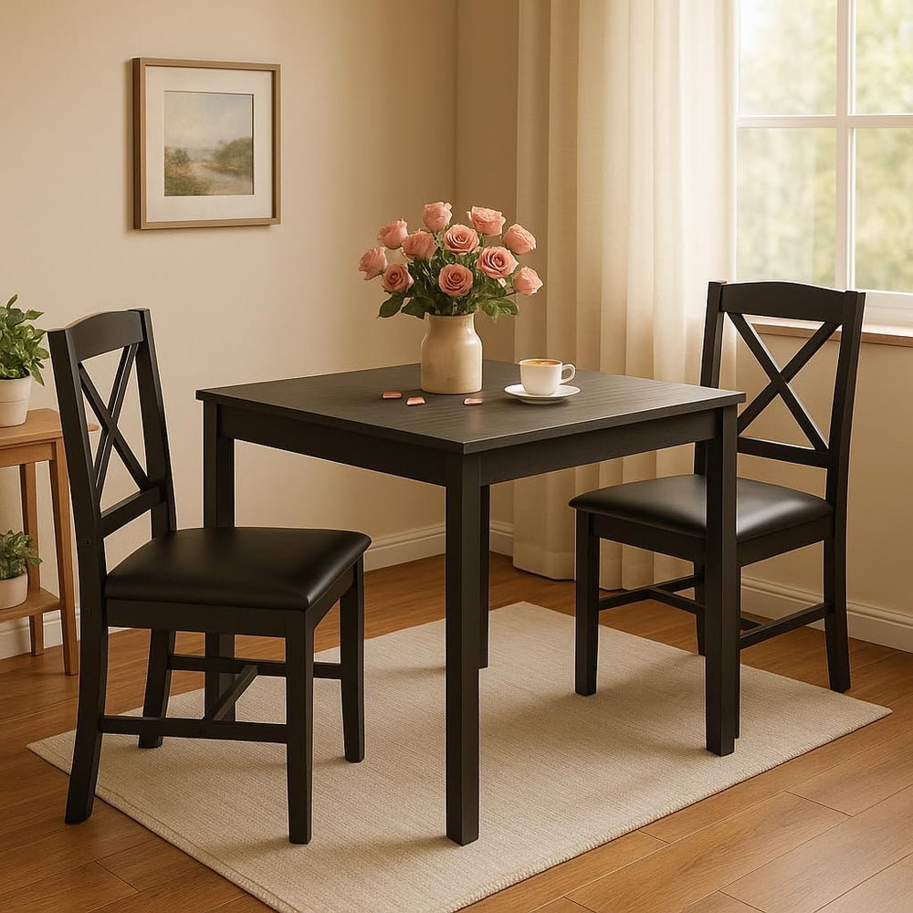 Tangkula Mid-Century Modern Dining Table Set for 2, Wooden Kitchen Table &...