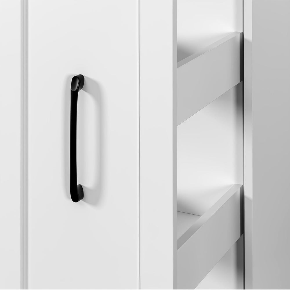 Modern Slim Storage Cart,Gold Handles,Freestanding Pantry Organizers with Pul...