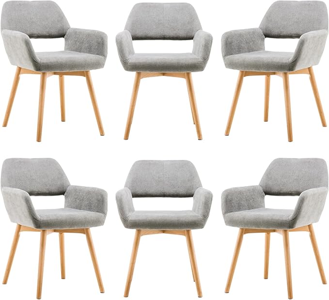 Mid Century Modern Dining Chairs Set of 6 & 4 & 2 Comfy Accent Chair ...