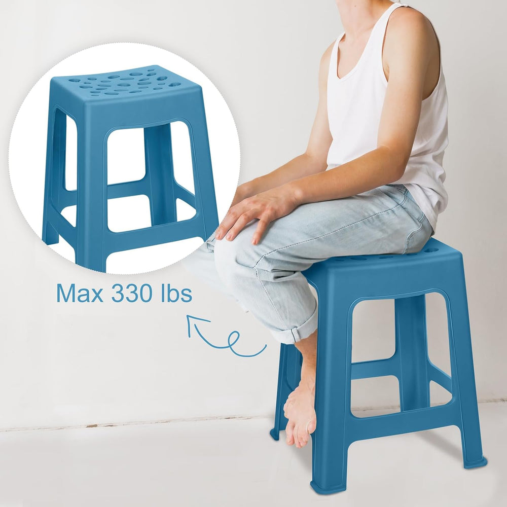 TURSTIN 6 Pack Plastic Stools 16.9 Inch Nesting Stools 6 Color Portable Backl...