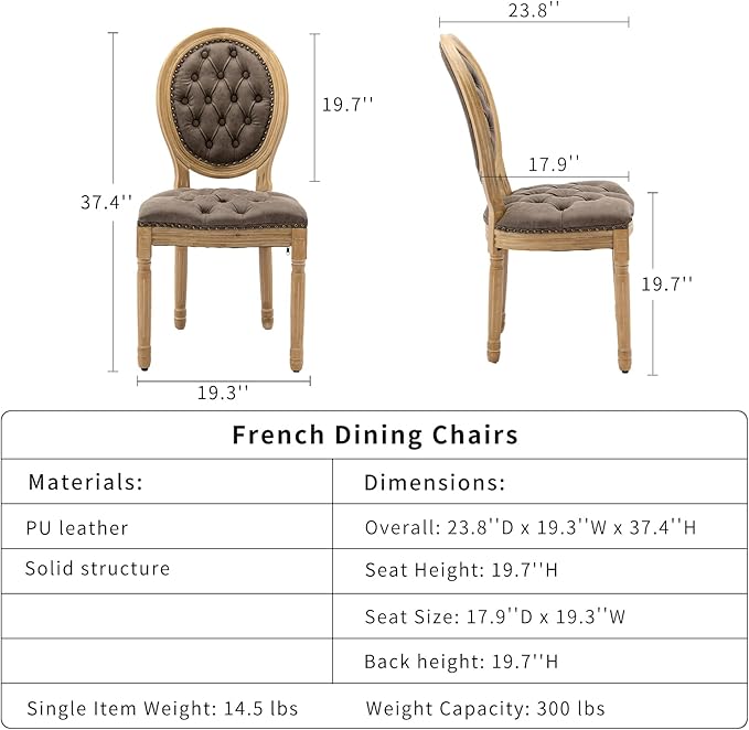 French Country Dining Chairs Set of 4, Tan Kitchen & Dining Room Chairs, ...