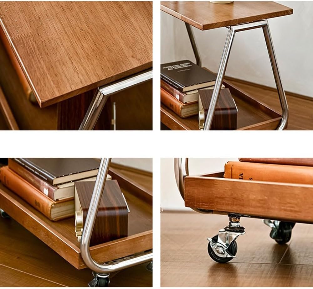 Mobile Side Table Mobile Sofa Side Table Modern Minimalist Trolley Wheeled St...