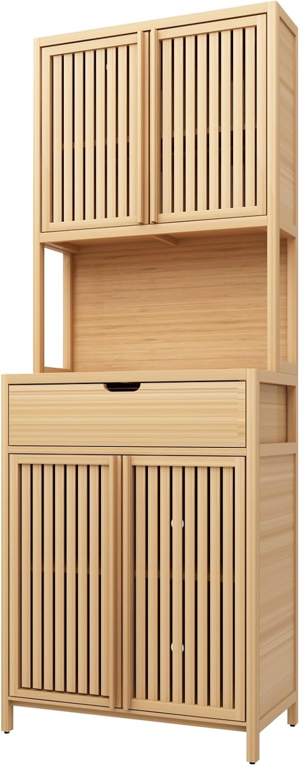 Freestanding Pantry Dideboard, Tall Bookcase Locker, Storage Cabinet for Main...