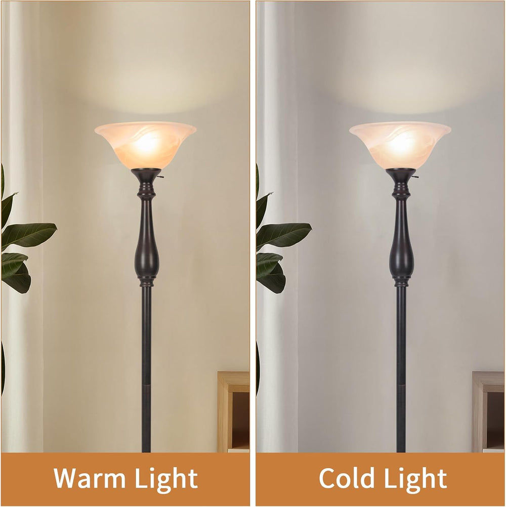 Glass Bowl Shade Replacement for Torchiere Floor Lamp, Standing Lamp Replacem...