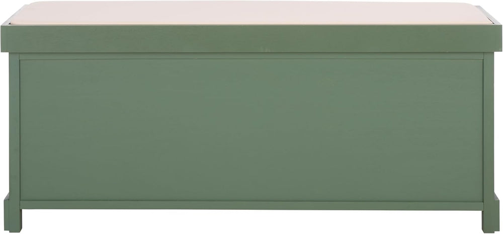 SAFAVIEH Furniture - Lonan Storage Bench - Dusty Green - Solid Wood - Farmhou...