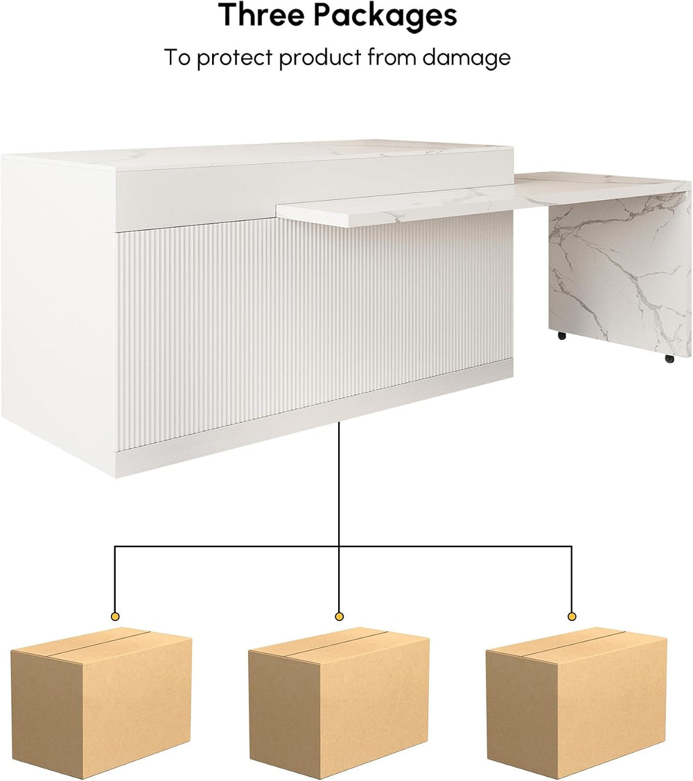 homary Extendable Kitchen Island with Storage 81"-106", White, Wood...